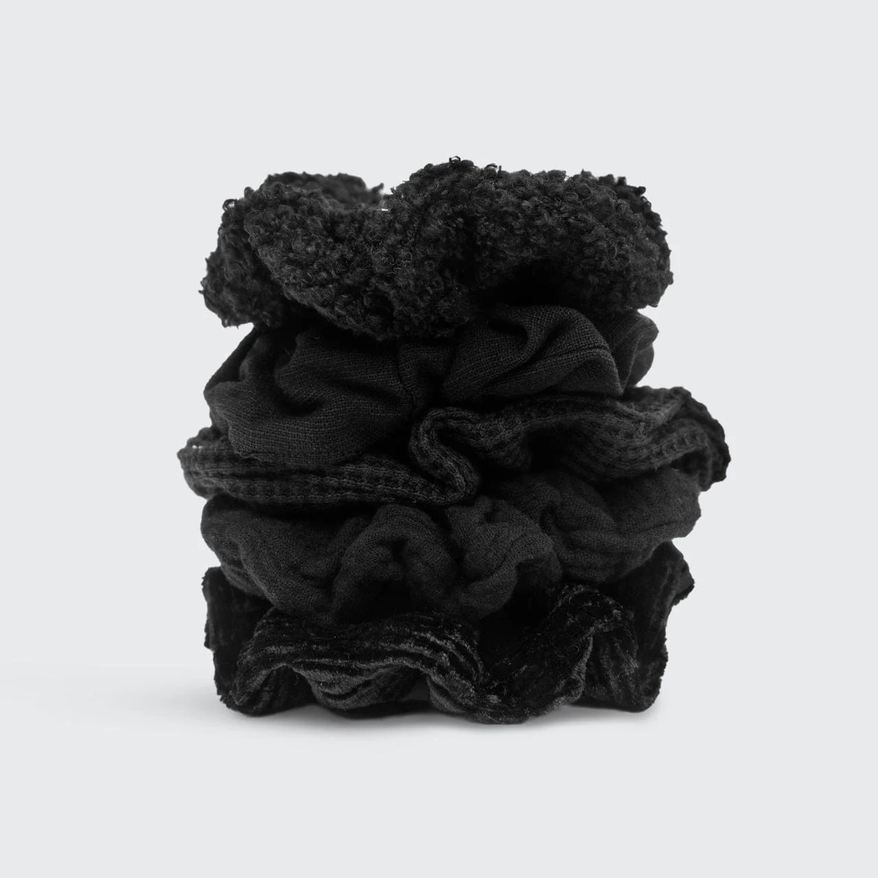 Assorted Textured Scrunchies in Black - Image 3