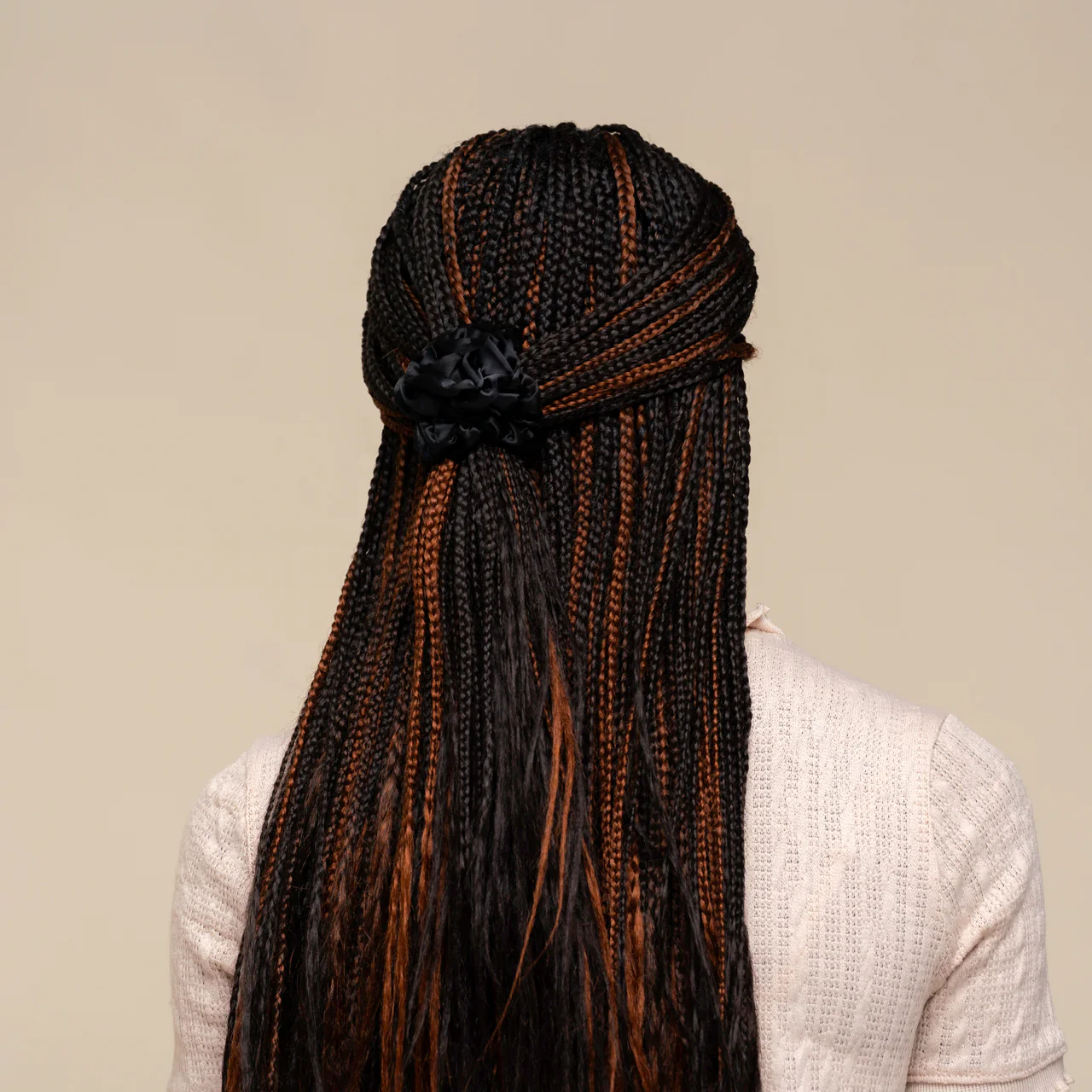 Black Rosette Ruched Satin Scrunchies - Image 4