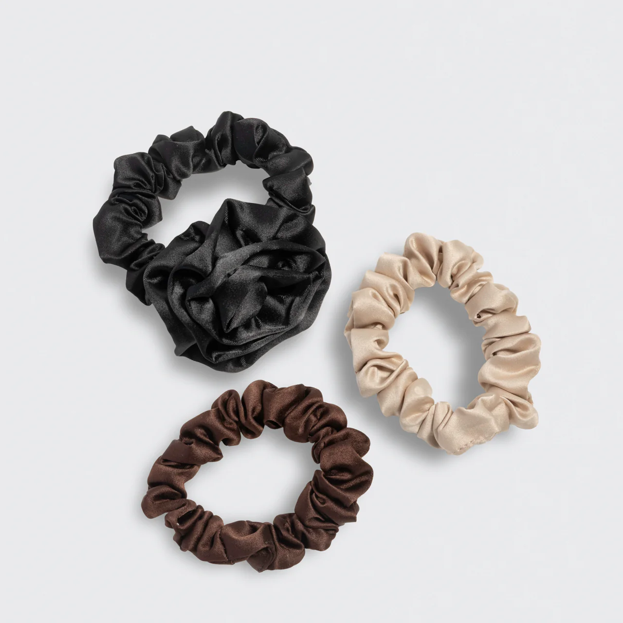 Black Rosette Ruched Satin Scrunchies - Image 5