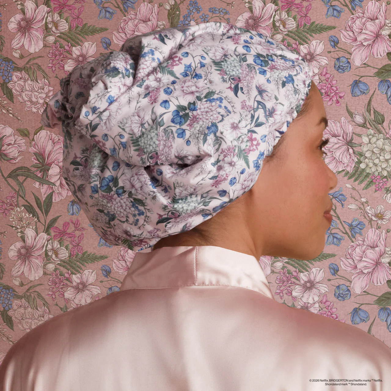 Bridgerton x Kitsch Satin-Lined Flexi Shower Cap in Wisteria - Image 2