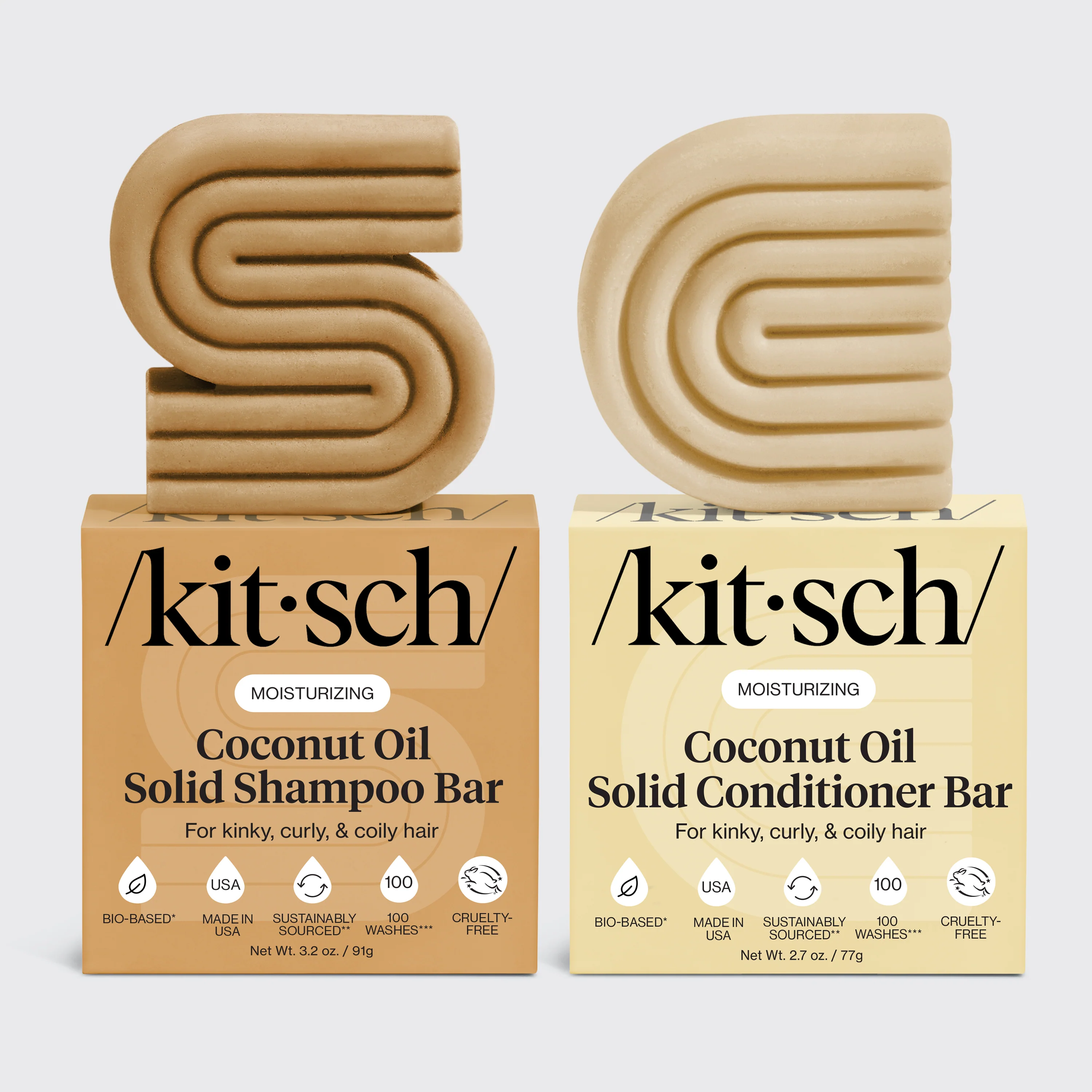 Coconut Oil Shampoo & Conditioner Bar Combo for Dry Damaged Hair