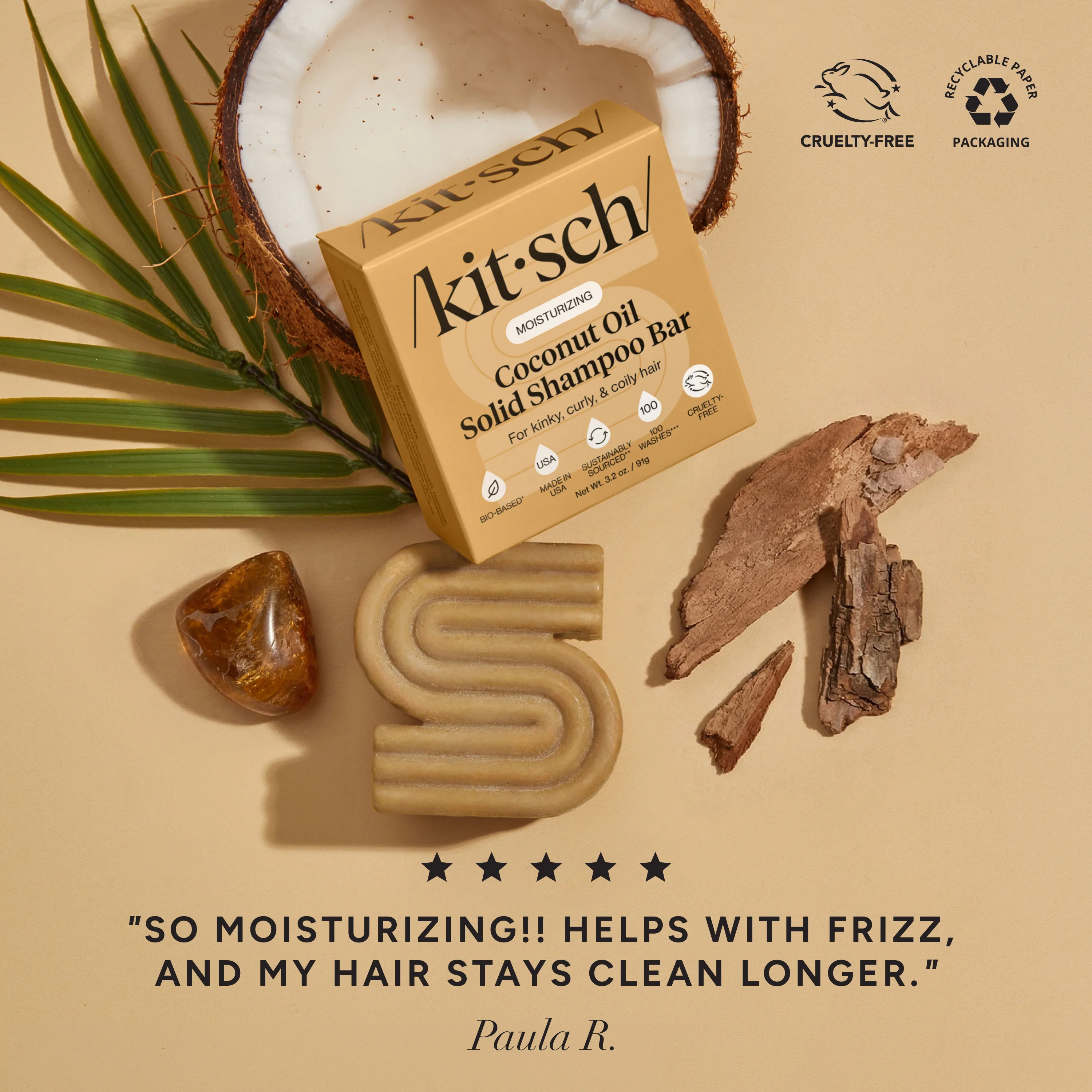 Coconut Oil Shampoo & Conditioner Bar Combo for Dry Damaged Hair - Image 2