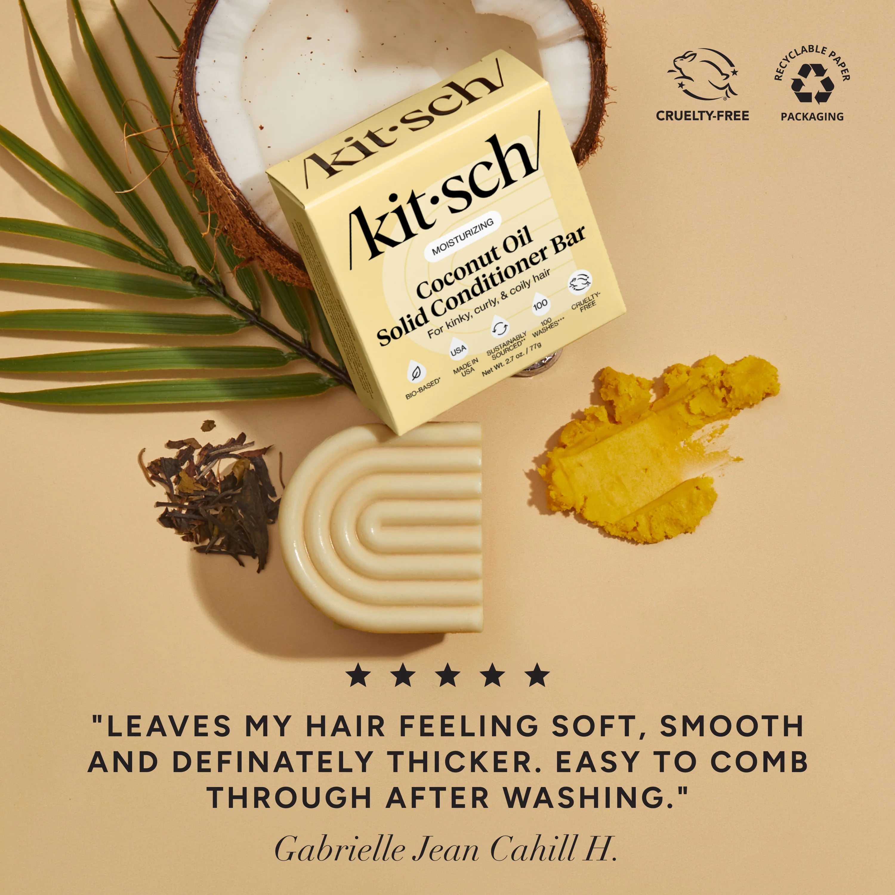 Coconut Oil Shampoo & Conditioner Bar Combo for Dry Damaged Hair - Image 4