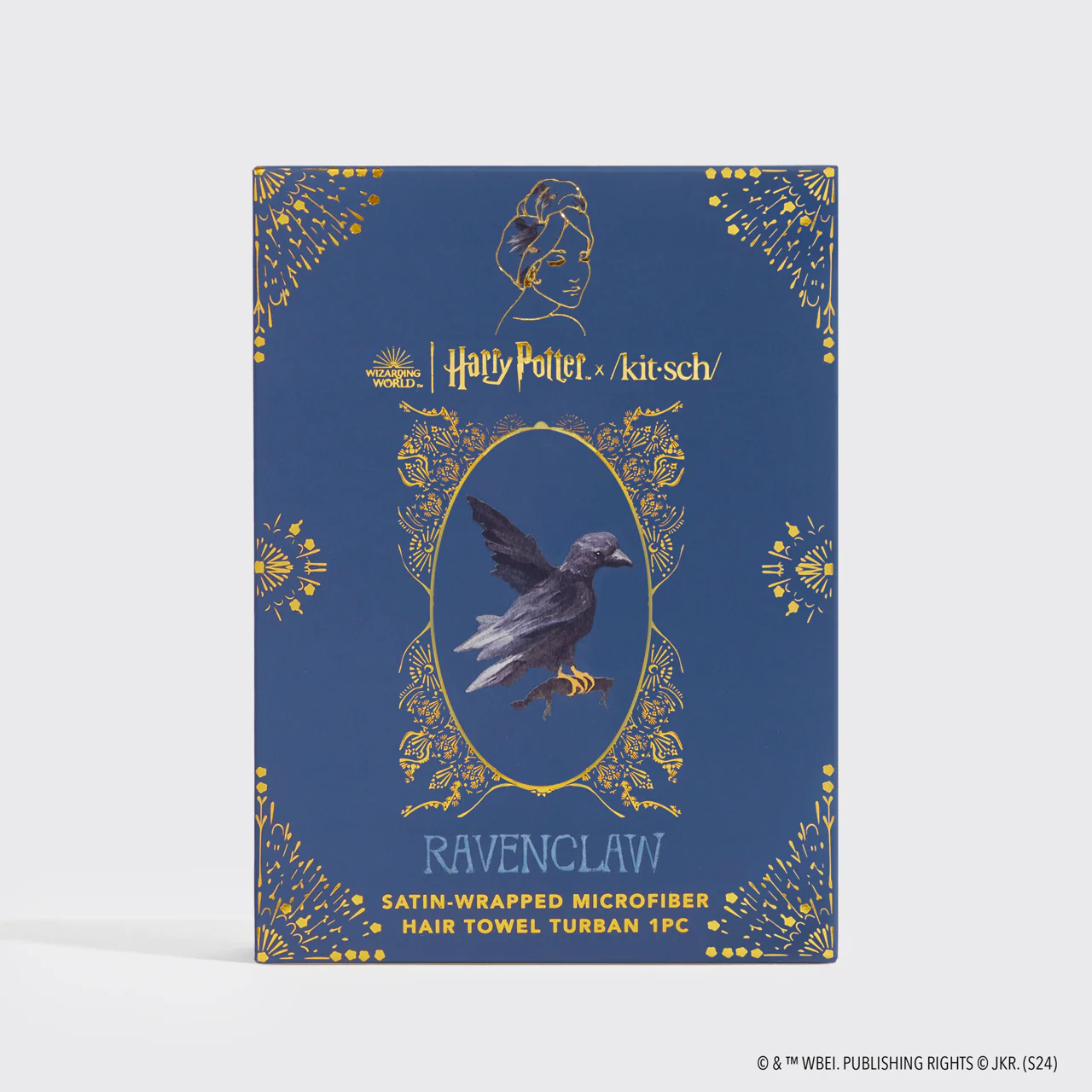 Kitsch x Harry Potter Satin Wrapped Hair Towel in Ravenclaw - Image 3