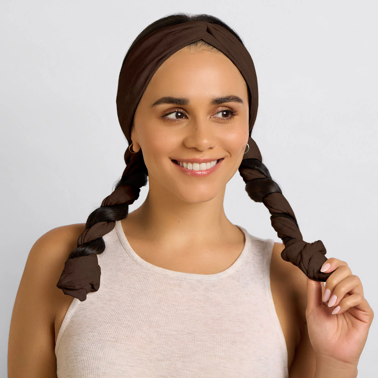 Chocolate Brown Set & Flow Active Curling Headband - Image 3