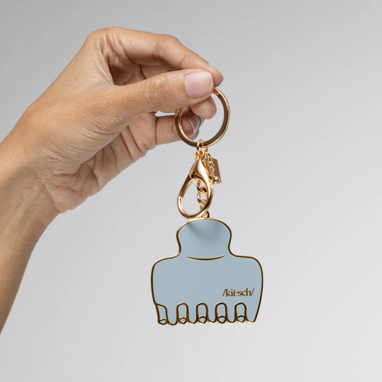 Haze Blue Cloud Clip Metal Enamel Keychain - Image 3