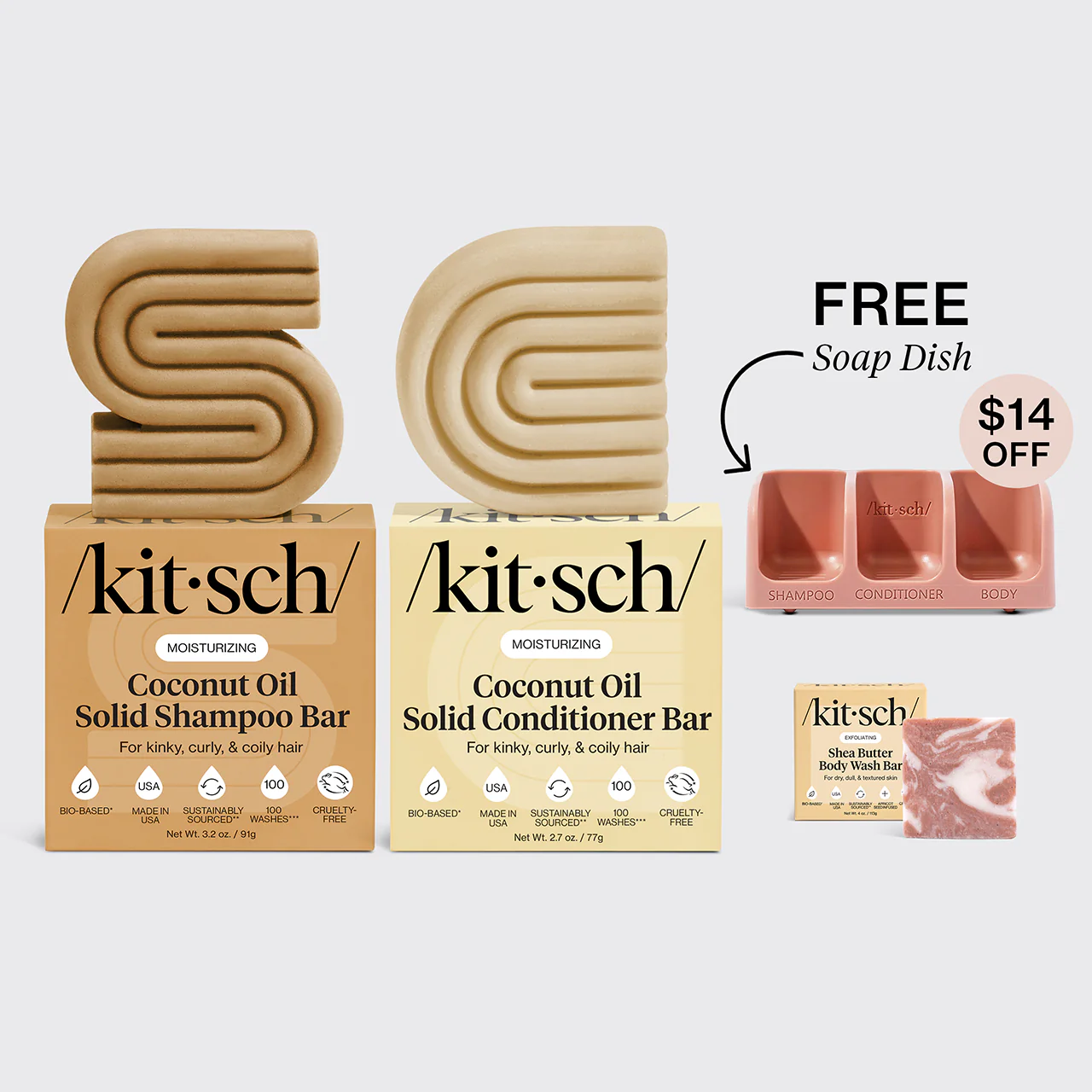 Moisturizing Coconut Oil Terracotta Self Draining Soap Dish Bundle