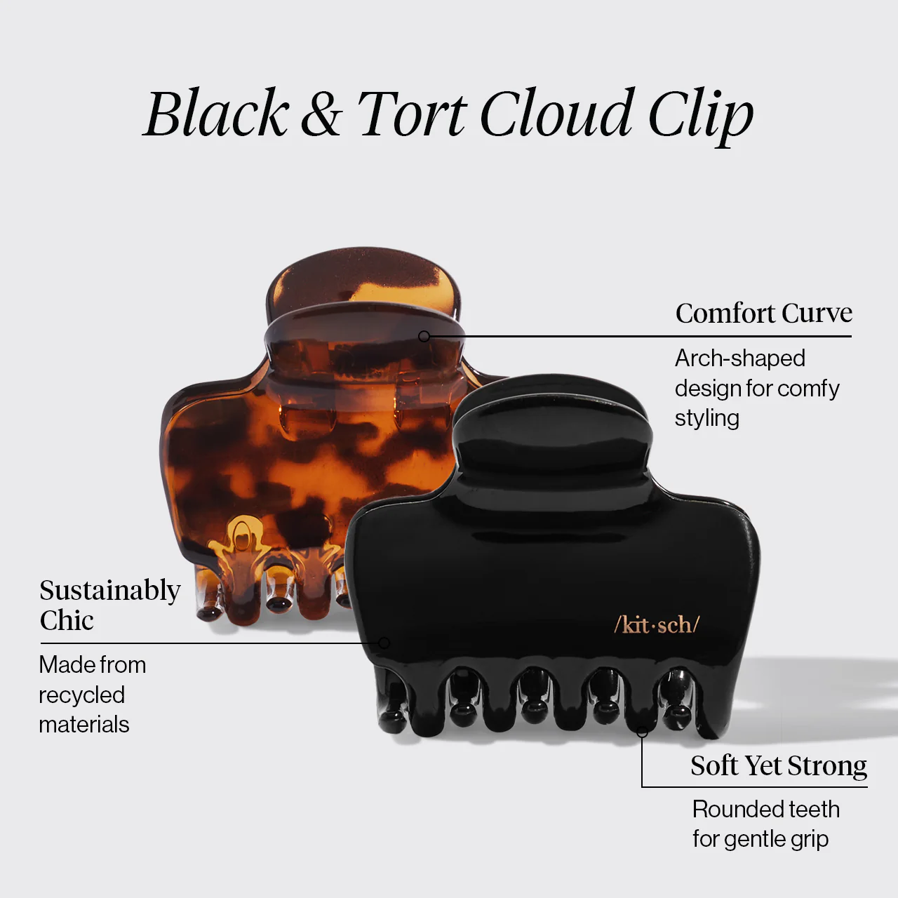 Black & Tort Cloud Claw Clips 2pc Set - Image 2
