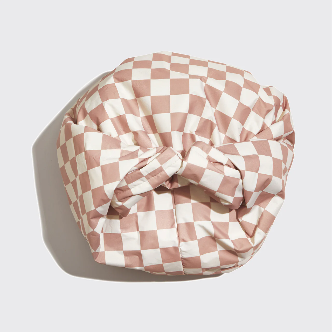 Terracotta Checker Satin Shower Cap - Image 3