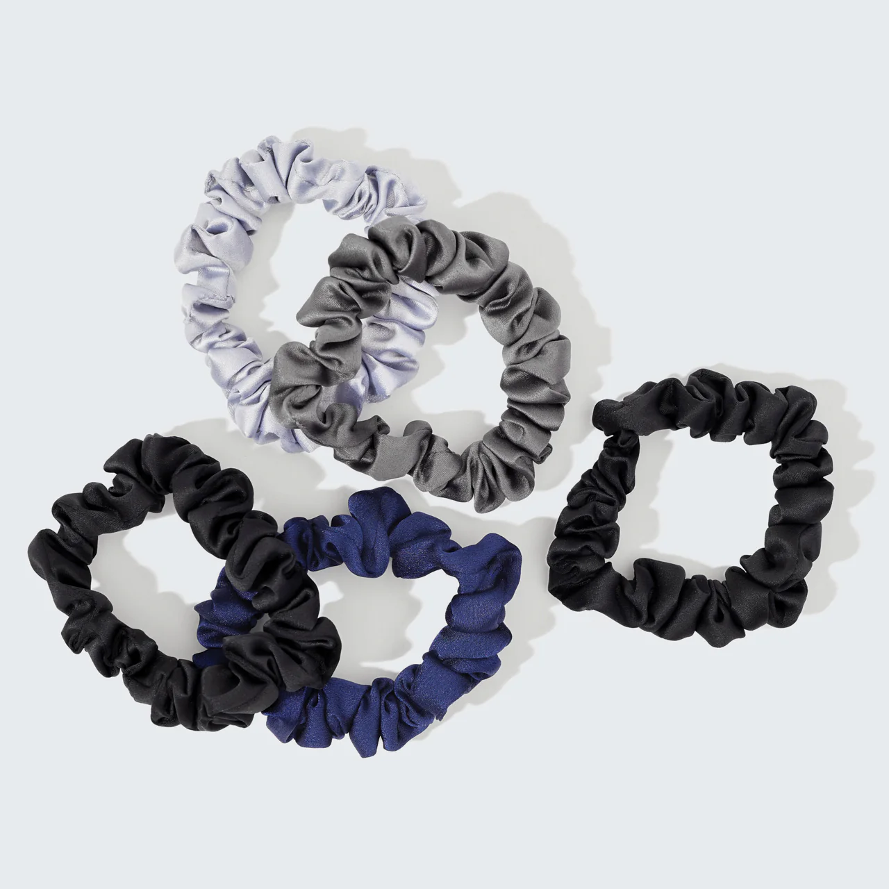 Midnight Satin Petite Scrunchies 5pc Set - Image 4