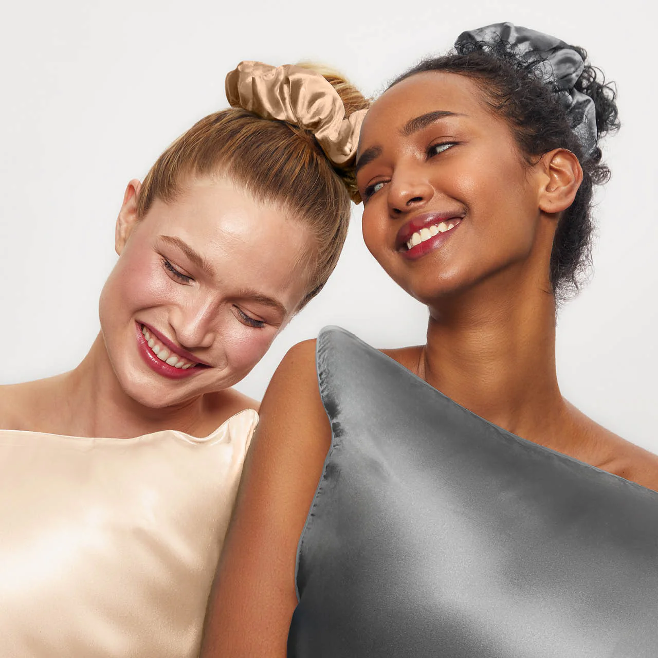Charcoal & Gold Satin Pillow Scrunchies - Image 5
