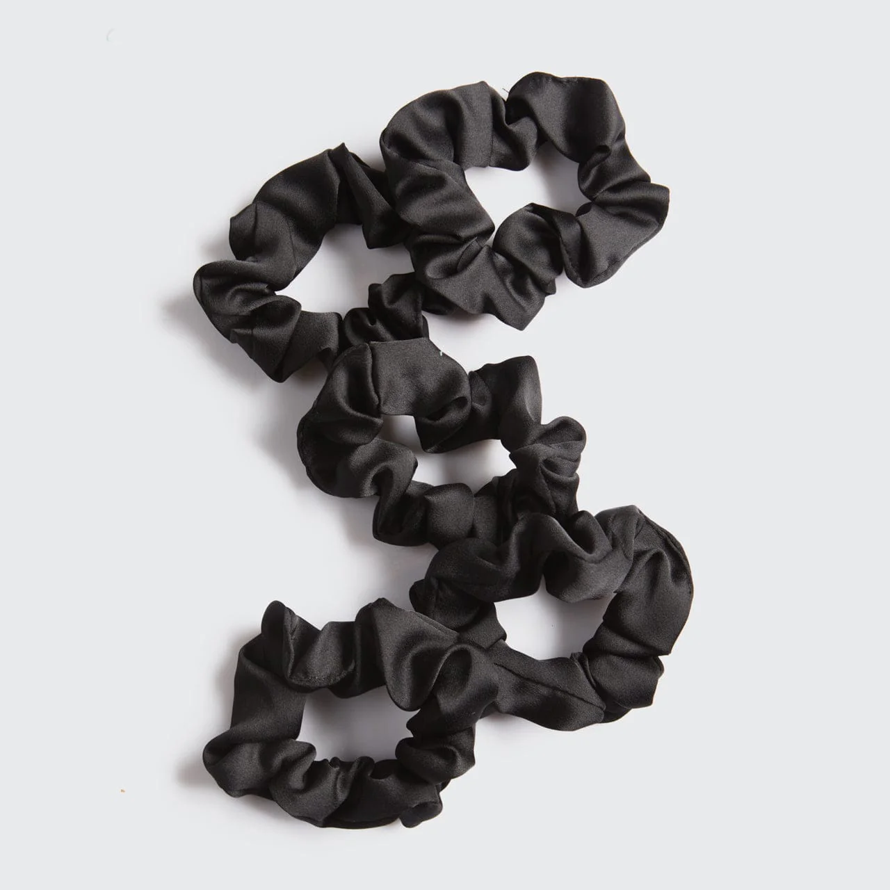 Black Satin Sleep Scrunchies 5pc Set - Image 2