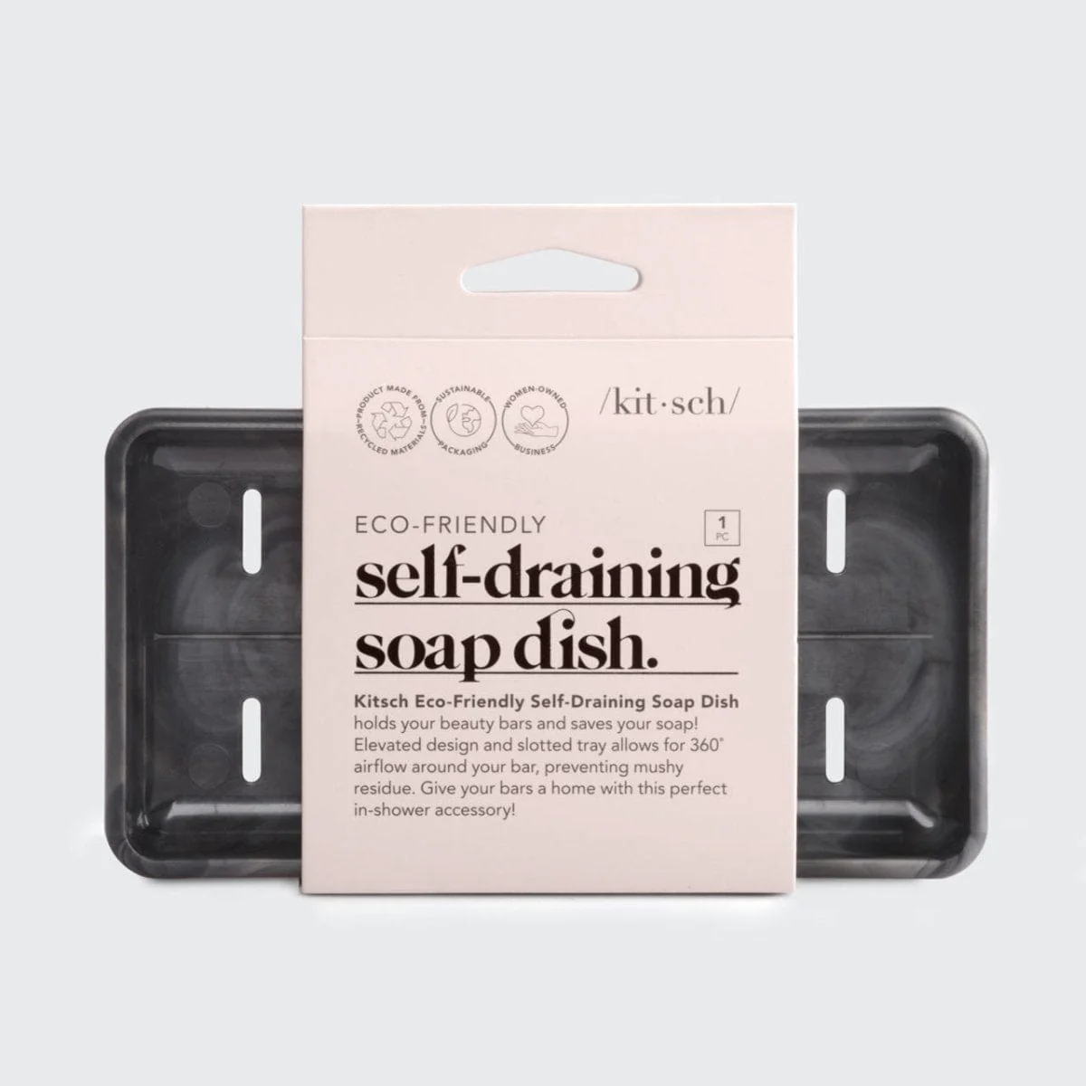 Black Self Draining Soap Dish - Image 2