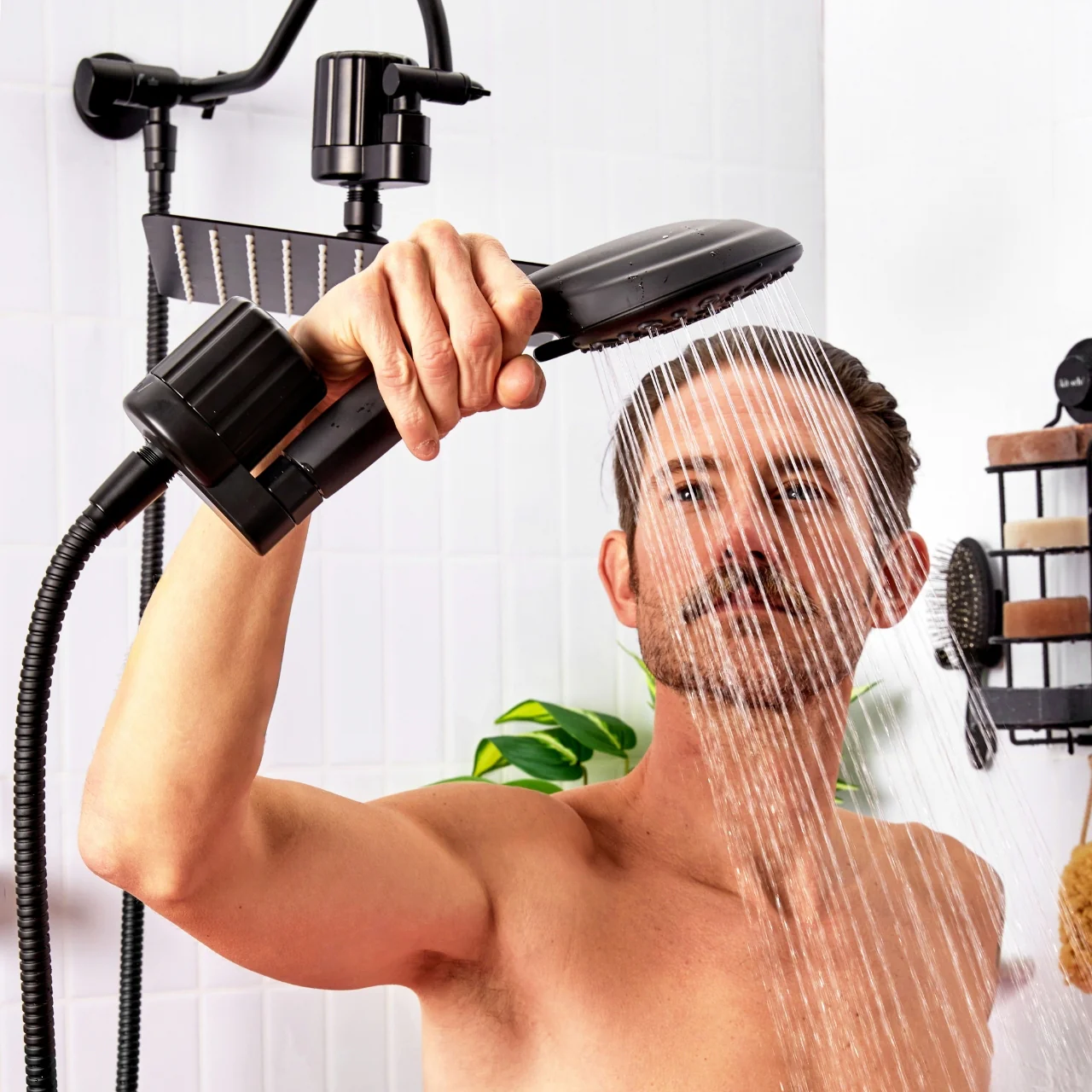 Shower Filter + Shampoo & Conditioner 4pc Set - Black - Image 4