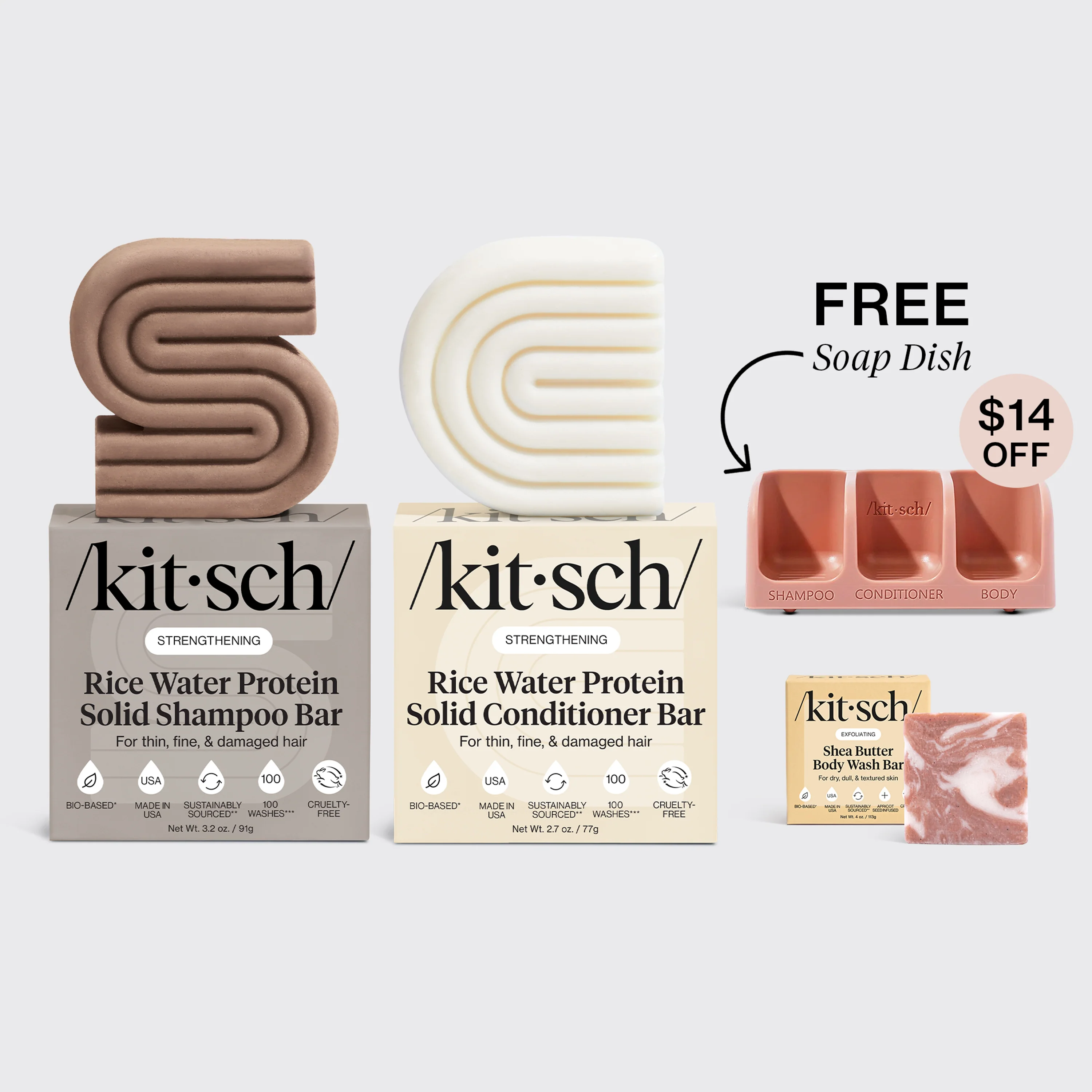Strengthening Rice Water Trio & Terracotta Soap Dish Bundle