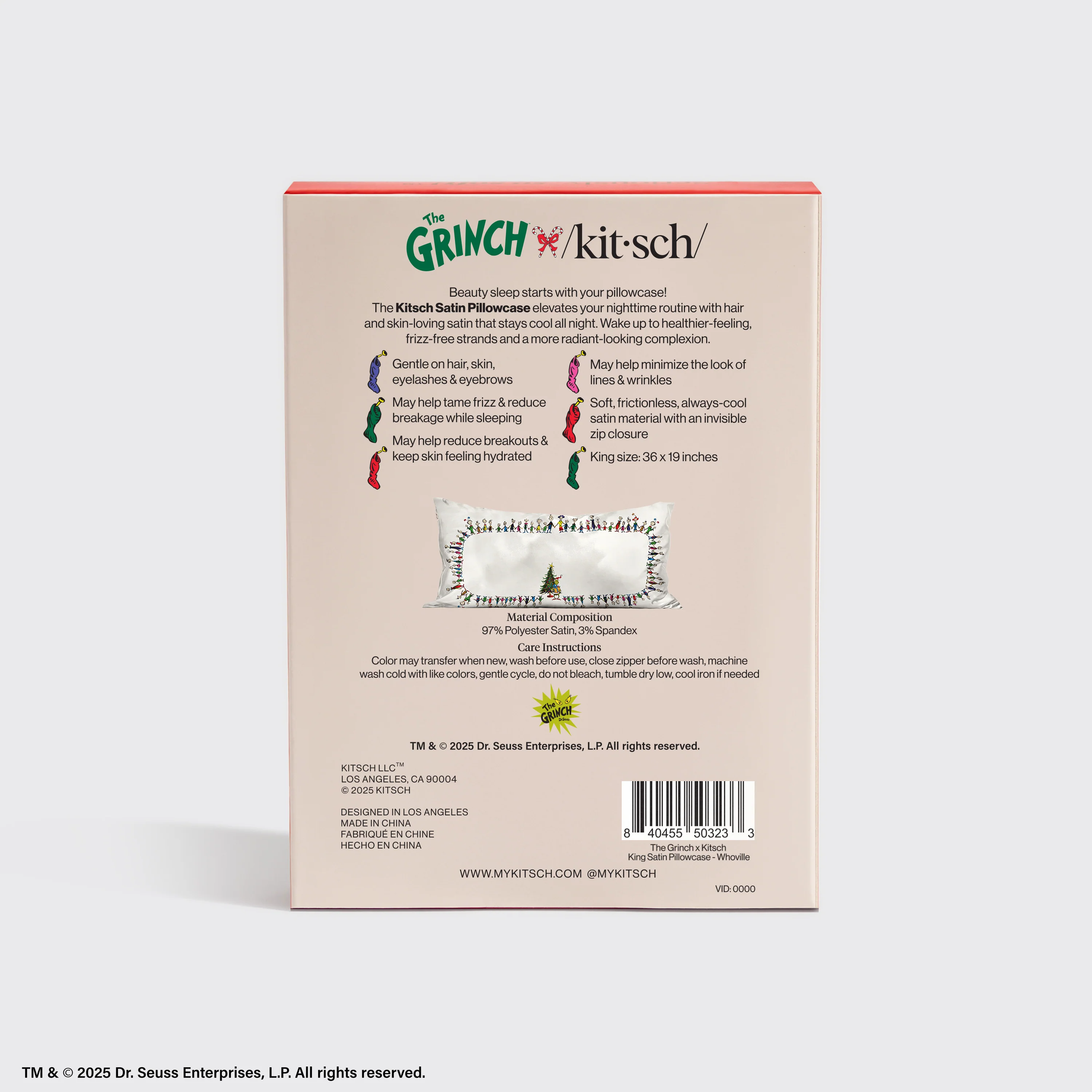 The Grinch x Kitsch Satin Pillowcase in Whoville - King - Image 4